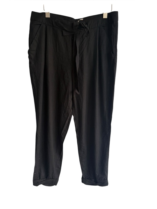 Free People Pants - Free People Linen Blend Free Cropped Tie Pant Black Sz 10